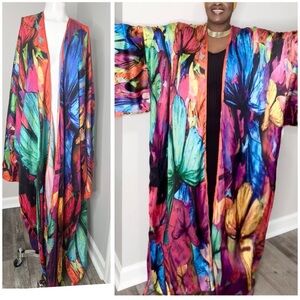 Colorful Print Women's Kimono/ Duster/ Overlay - PRELOVED- FREE SIZE